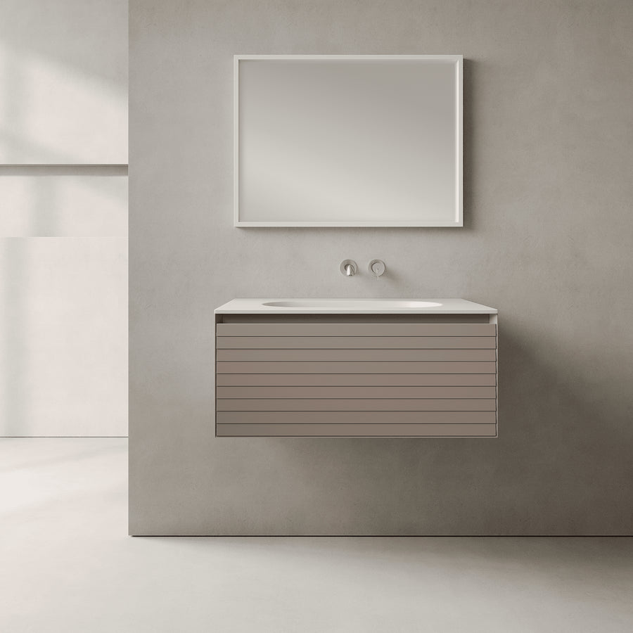 Nordale Taupe 800mm Vanity Unit - Single Drawer with Single Basin