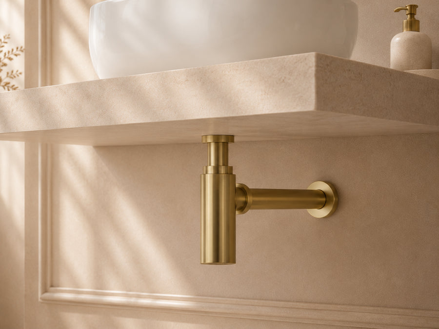 Wash Basin Bottle Trap - Brushed Gold
