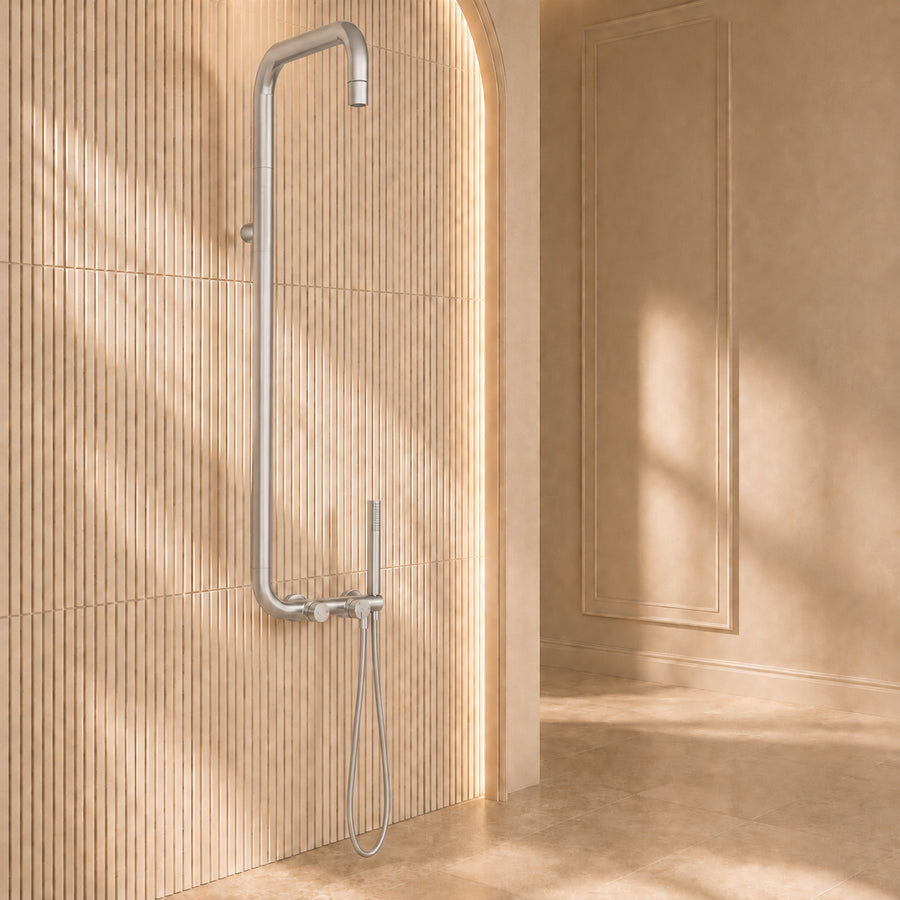 Lia Elegante Shower Column with Shower Mixer - Brushed Steel