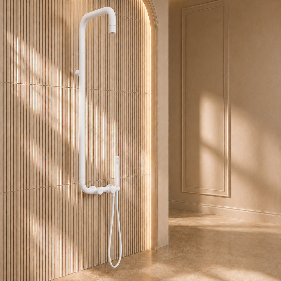 Lia Elegante Shower Column with Shower Mixer - White