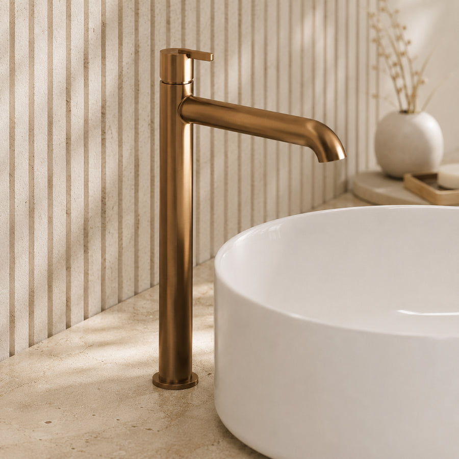 Lia Top Mount Tall Basin Mixer - Brushed Bronze