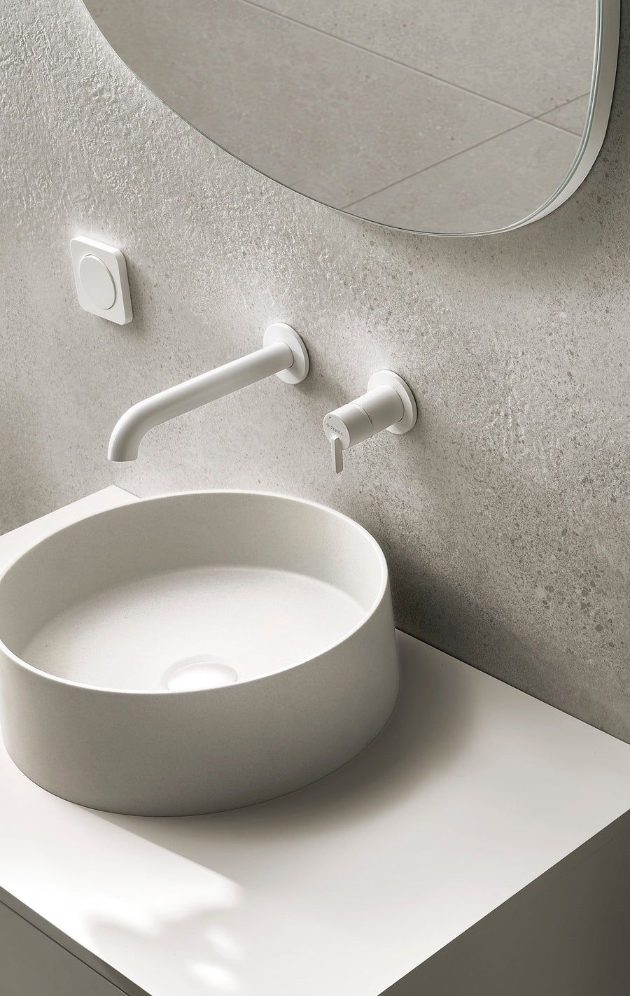Lia Wall Mounted Basin Mixer - White