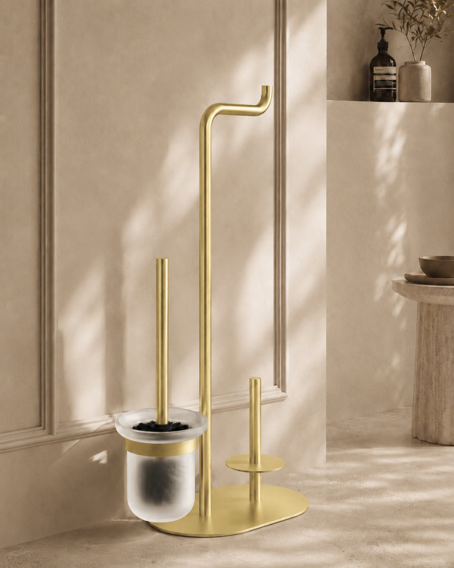 3-function Toilet Paper Stand - Brushed Gold