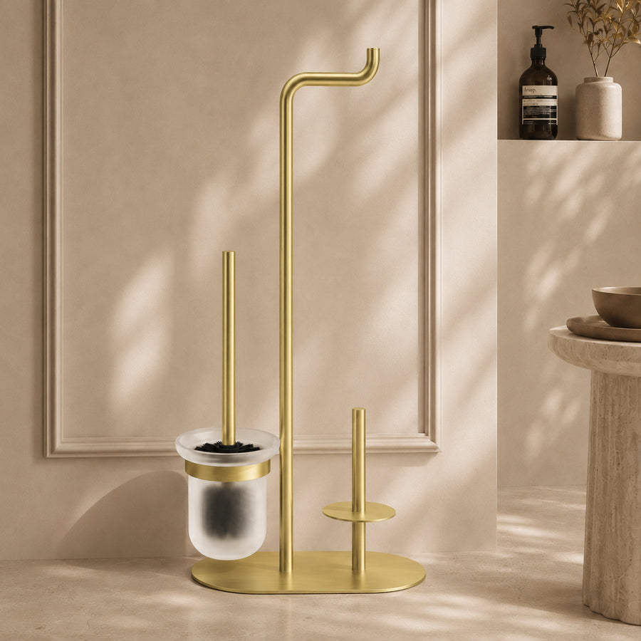 3-function Toilet Paper Stand - Brushed Gold