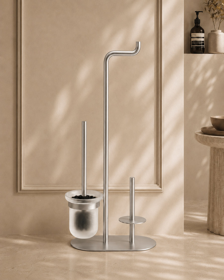 3-function Toilet Paper Stand - Brushed Steel