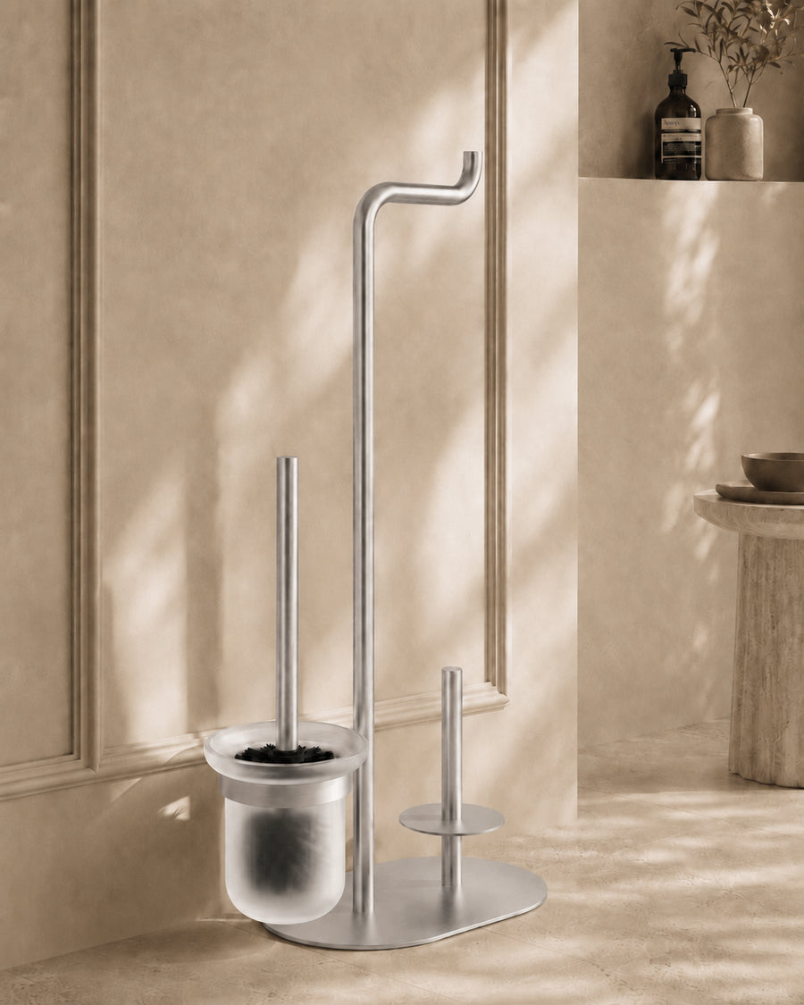 3-function Toilet Paper Stand - Brushed Steel