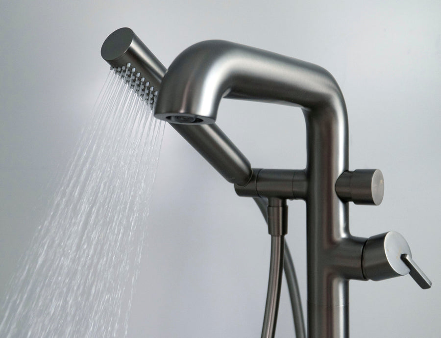 Lia Freestanding Bath Mixer with Shower Set - Titanium