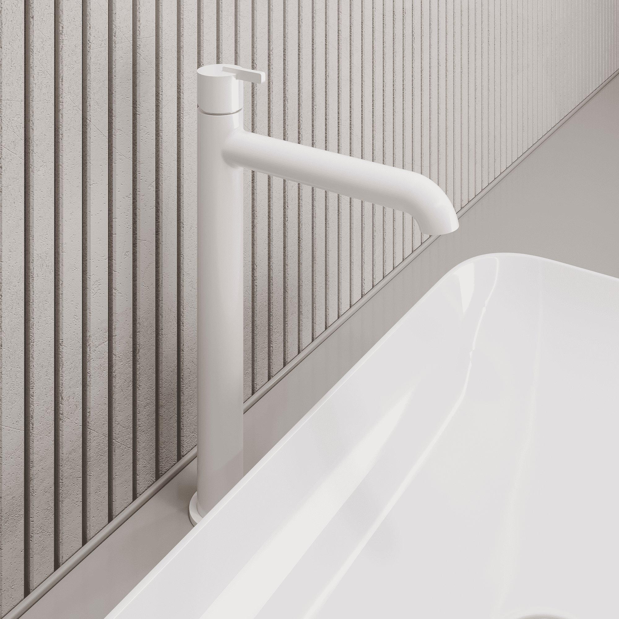 Lia Top Mount Tall Basin Mixer - White