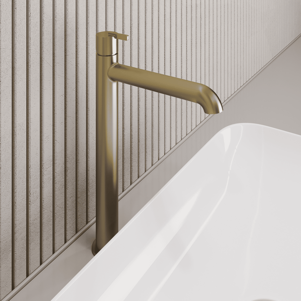 Lia Top Mount Tall Basin Mixer - Brushed Gold