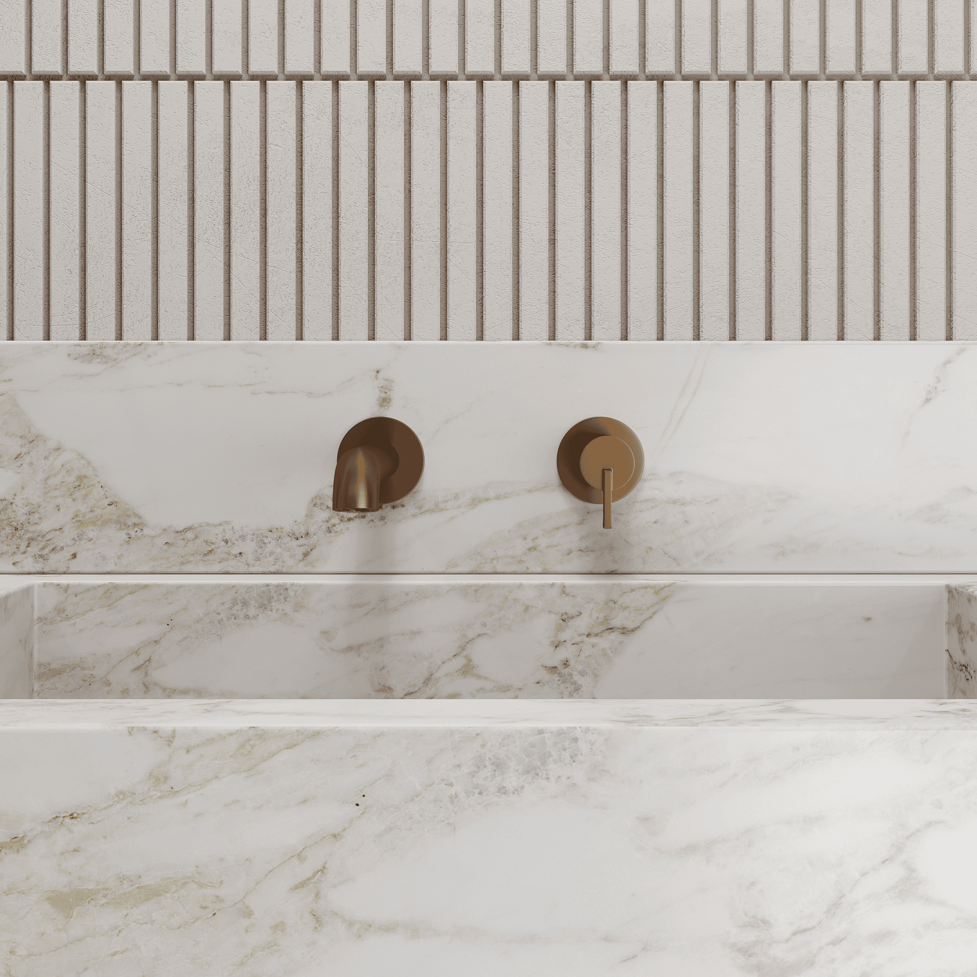 Lia Wall Mounted Basin Mixer - Brushed Bronze