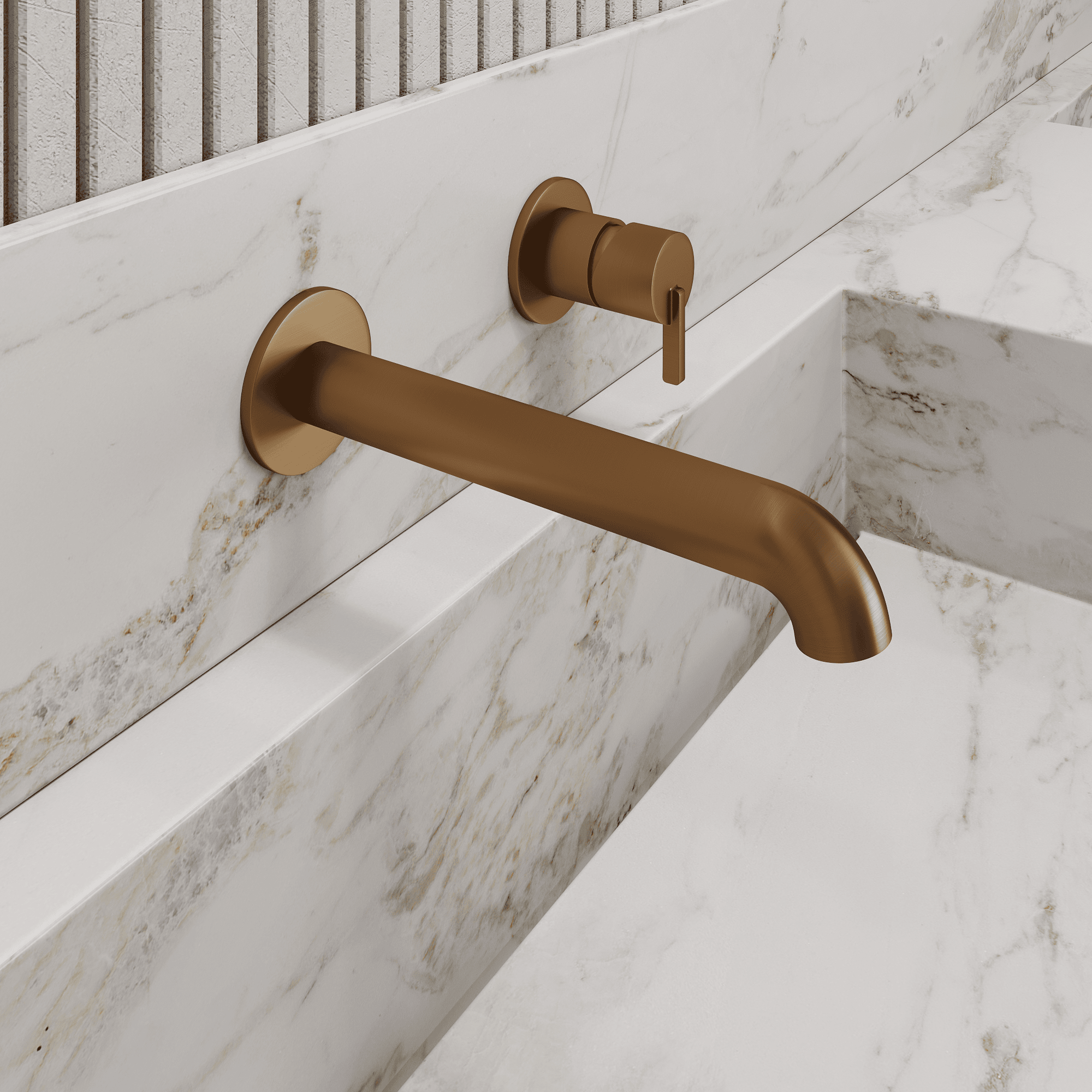 Lia Wall Mounted Basin Mixer - Brushed Bronze