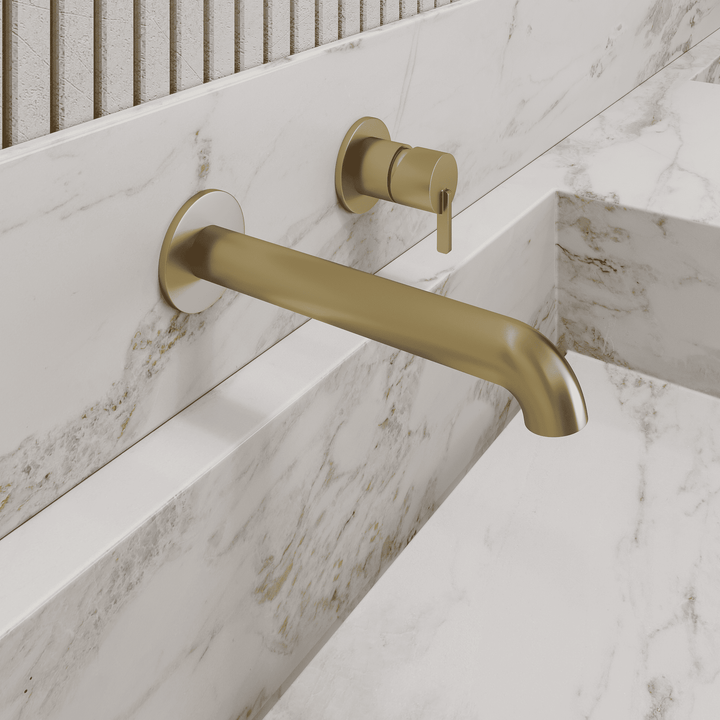 Lia Wall Mounted Basin Mixer - Brushed Gold