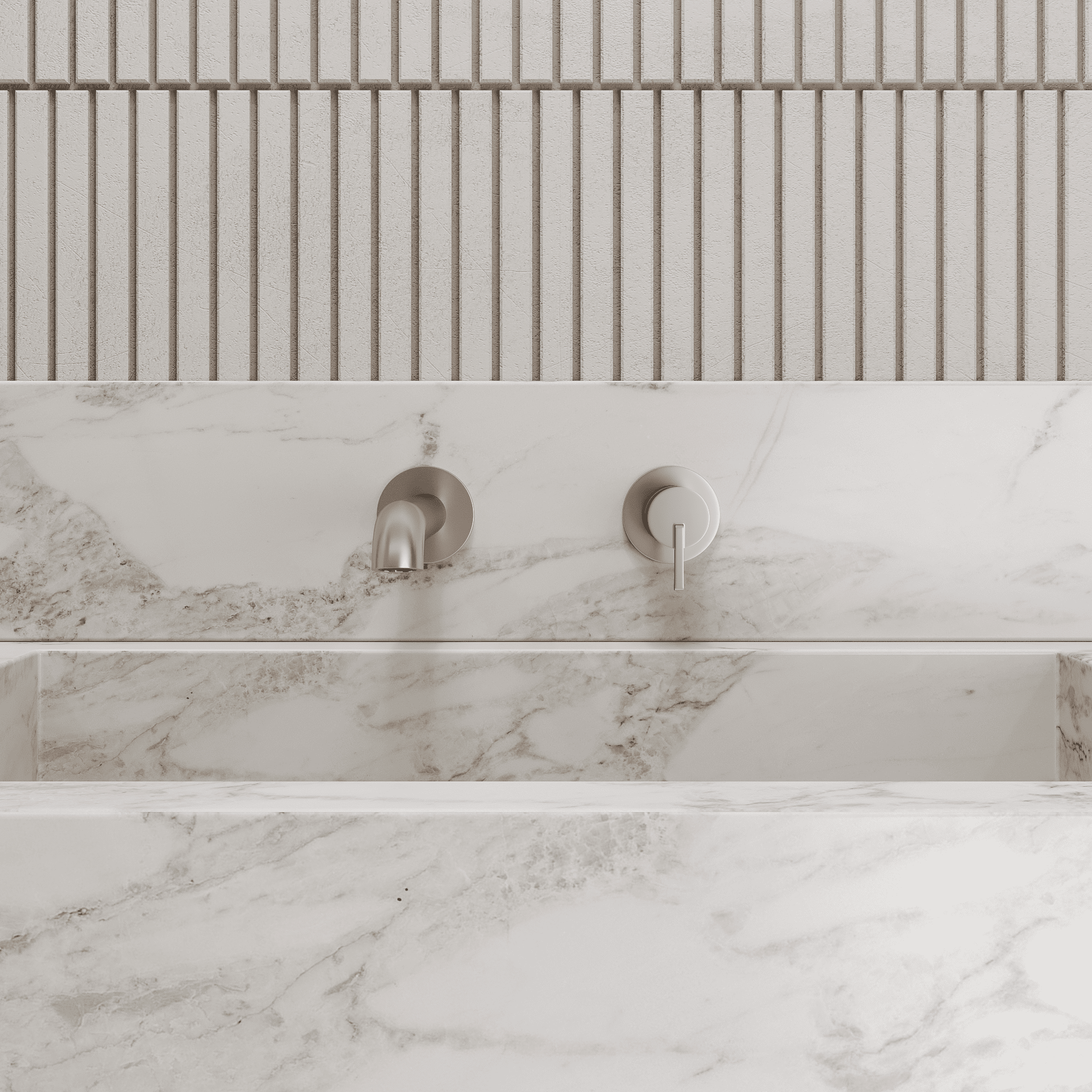 Lia Wall Mounted Basin Mixer - Brushed Steel