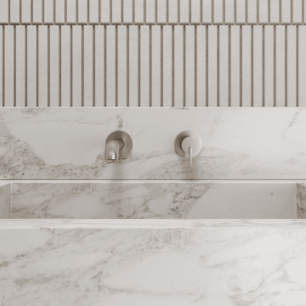 Lia Wall Mounted Basin Mixer - Brushed Steel