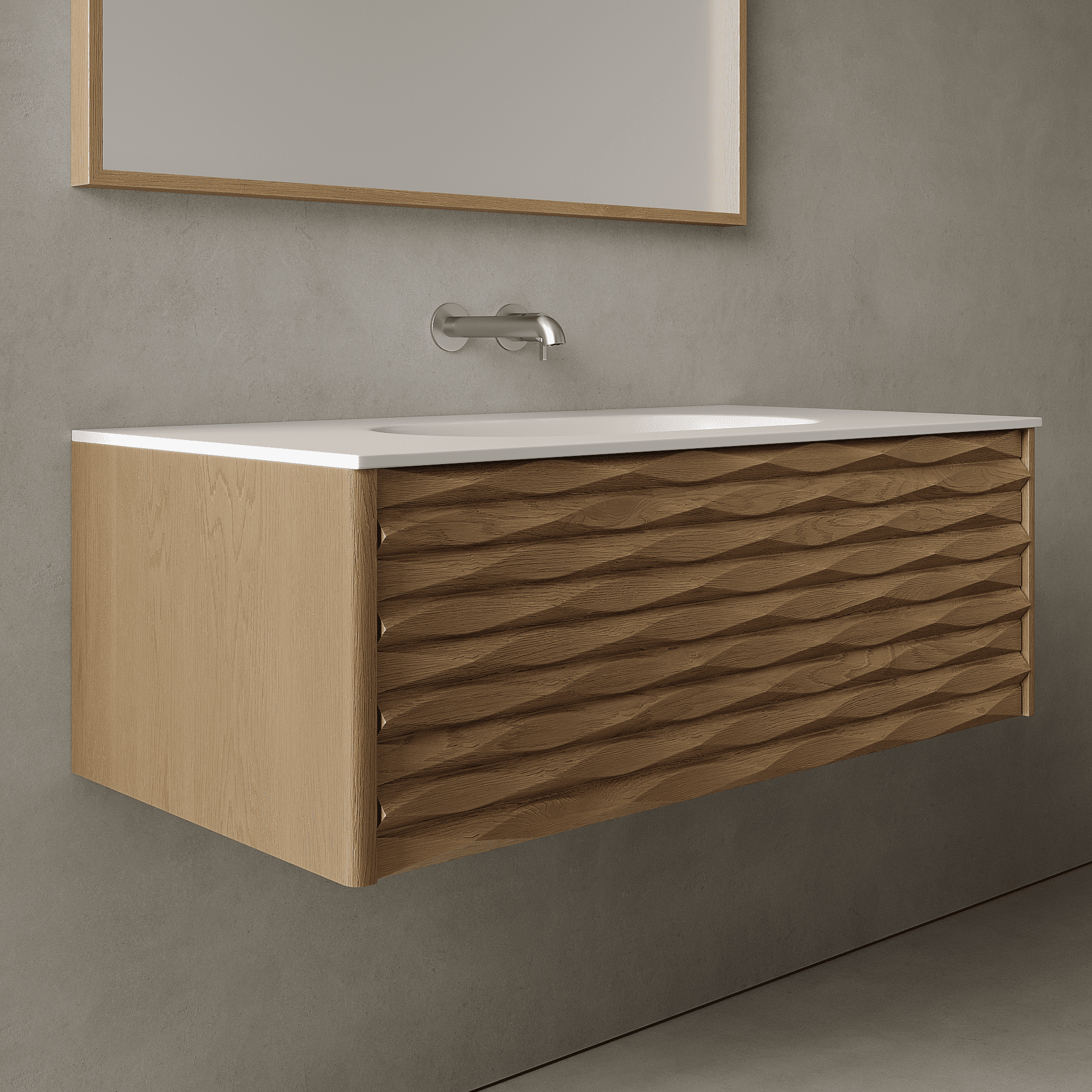 Haven Real Oak 1000mm Vanity Unit - Single Drawer with Single Basin