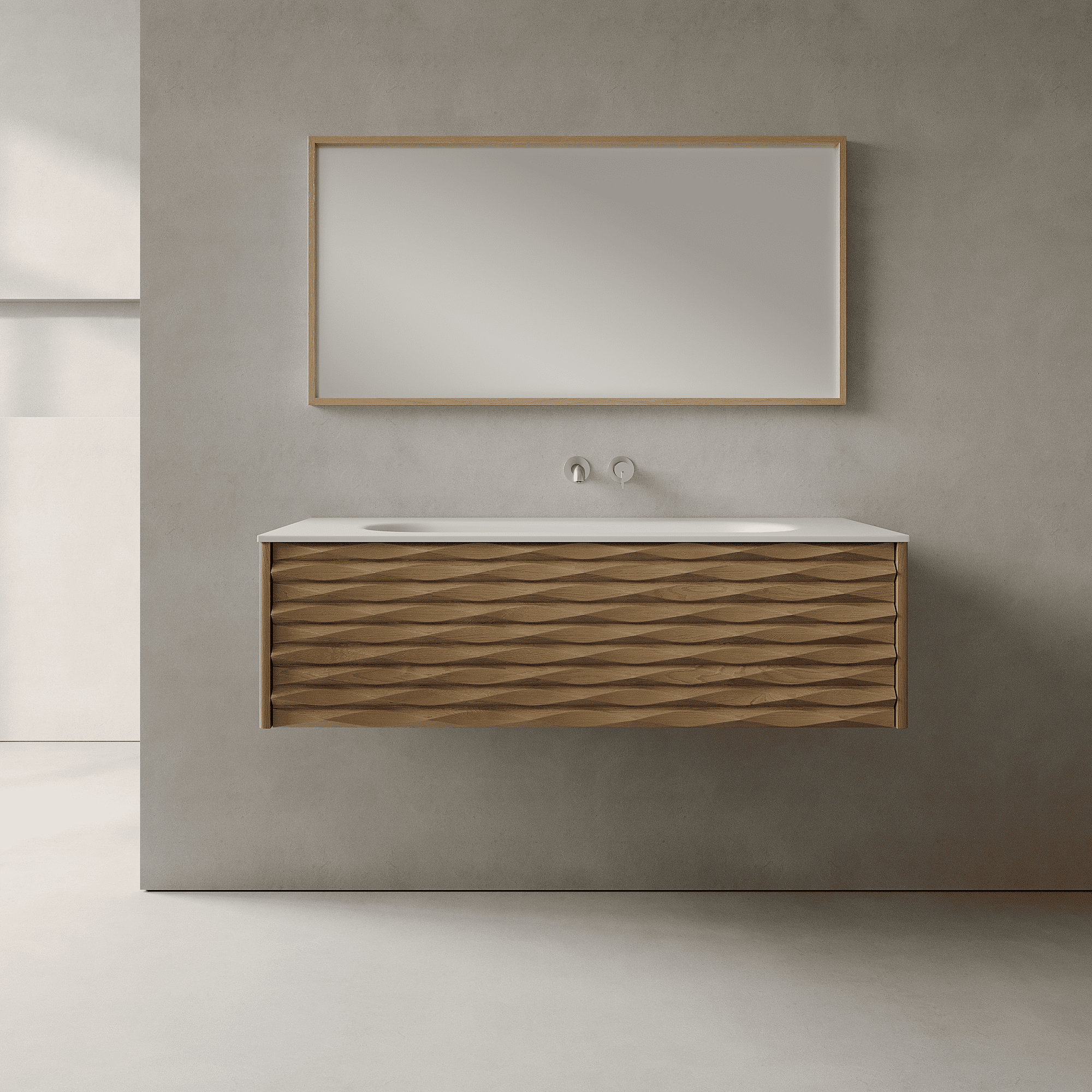 Haven Real Oak 1200mm Vanity Unit - Single Drawer with Large Single Basin