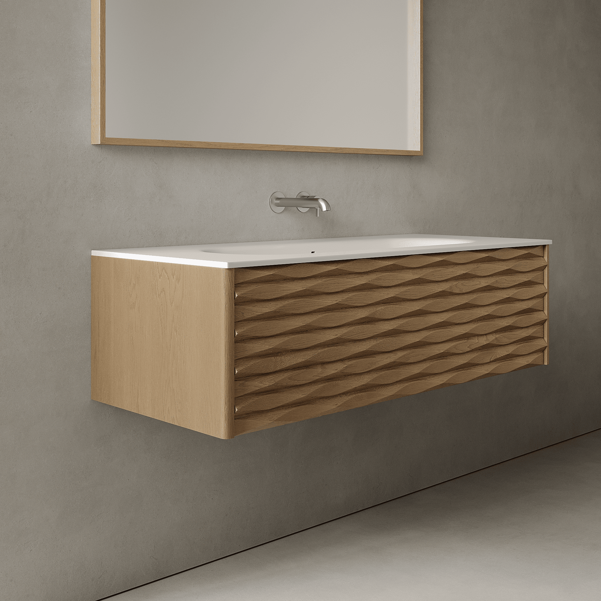 Haven Real Oak 1200mm Vanity Unit - Single Drawer with Large Single Basin