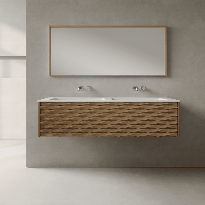 Haven Real Oak 1400mm Vanity Unit - Single Drawer with Double Basin