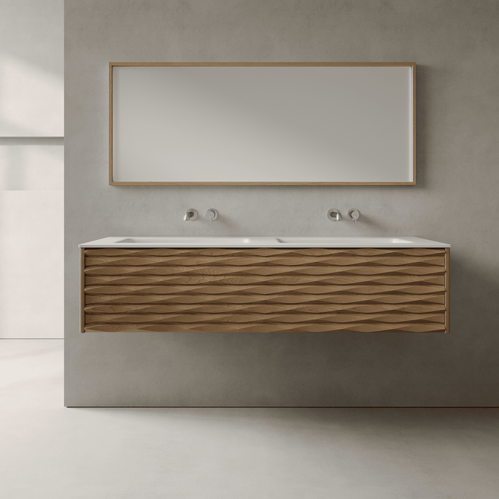 Haven Real Oak 1500mm Vanity Unit - Single Drawer with Double Basin