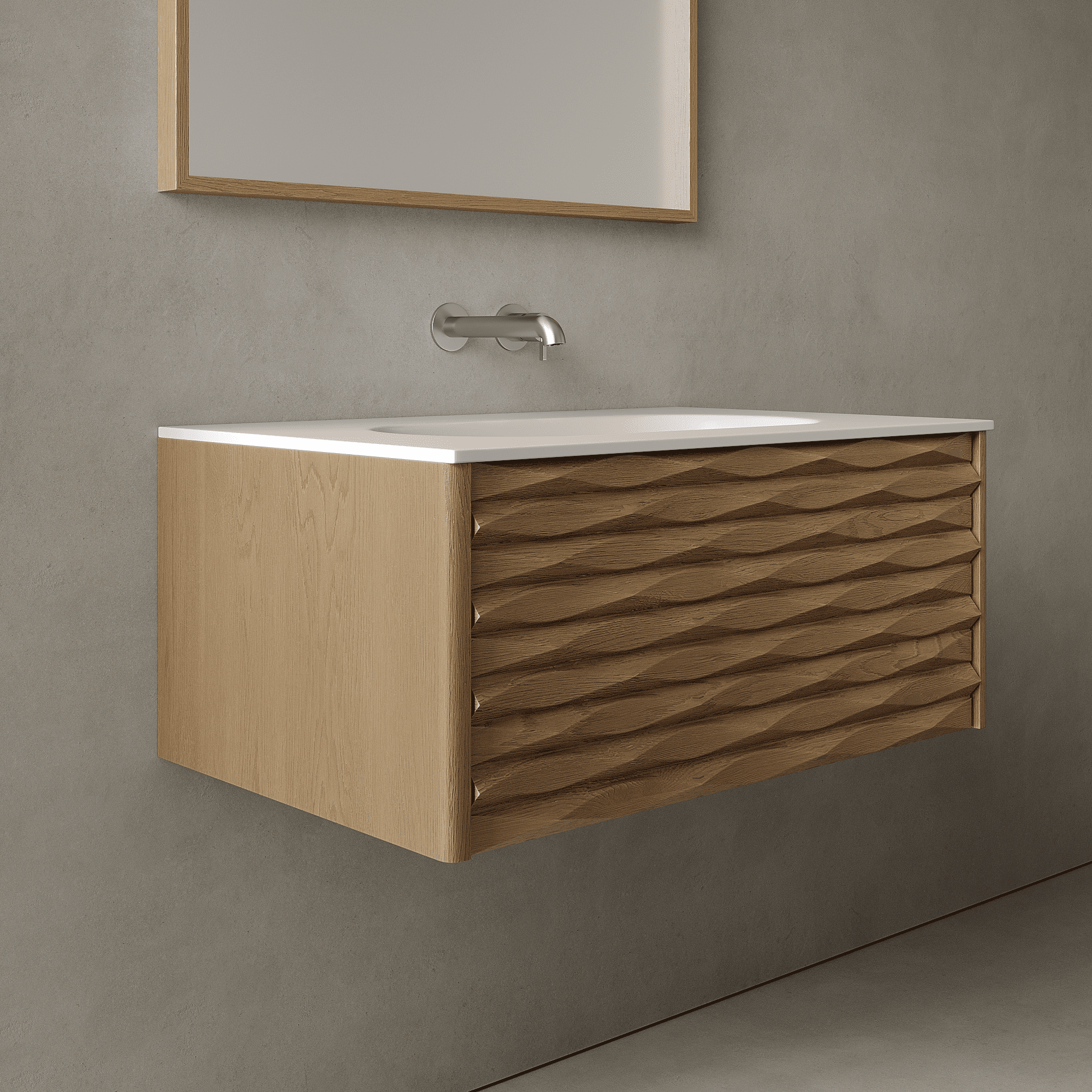 Haven Real Oak 800mm Vanity Unit - Single Drawer with Single Basin