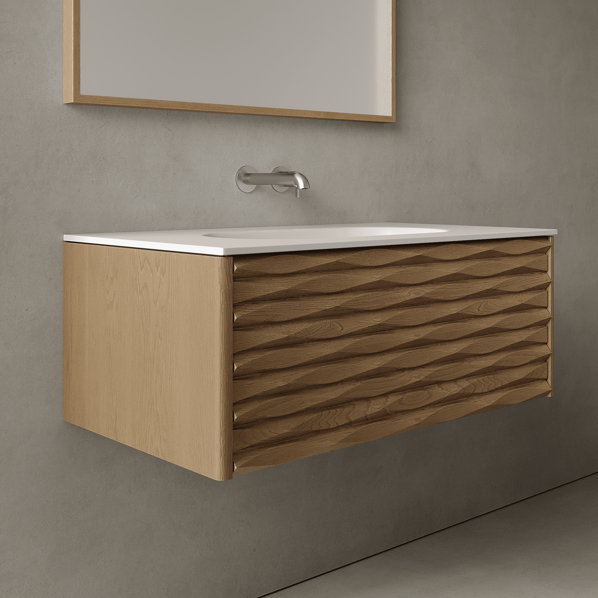Haven Real Oak 900mm Vanity Unit - Single Drawer with Single Basin