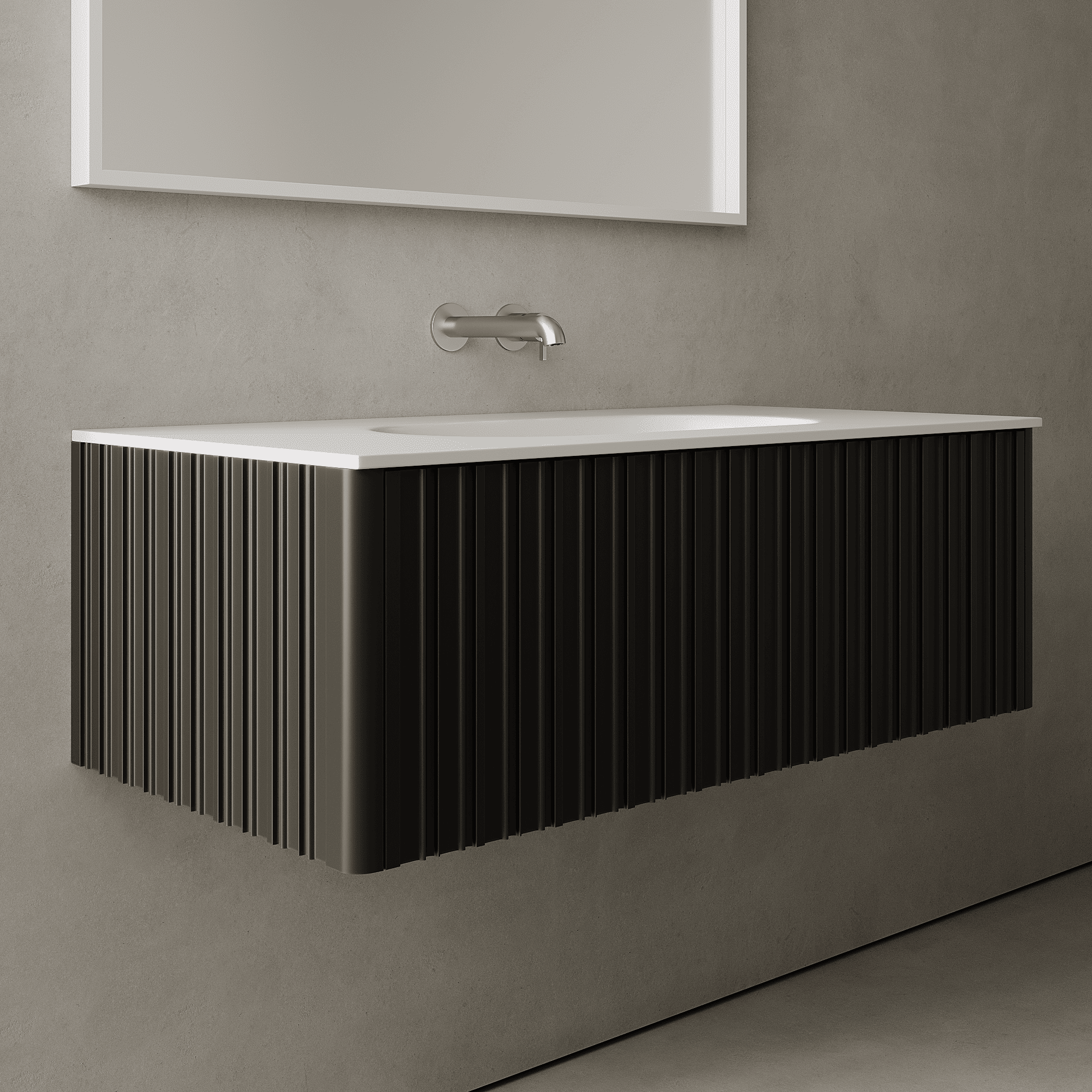Esmont Silk Black 1000mm Vanity Unit - Single Drawer with Single Basin