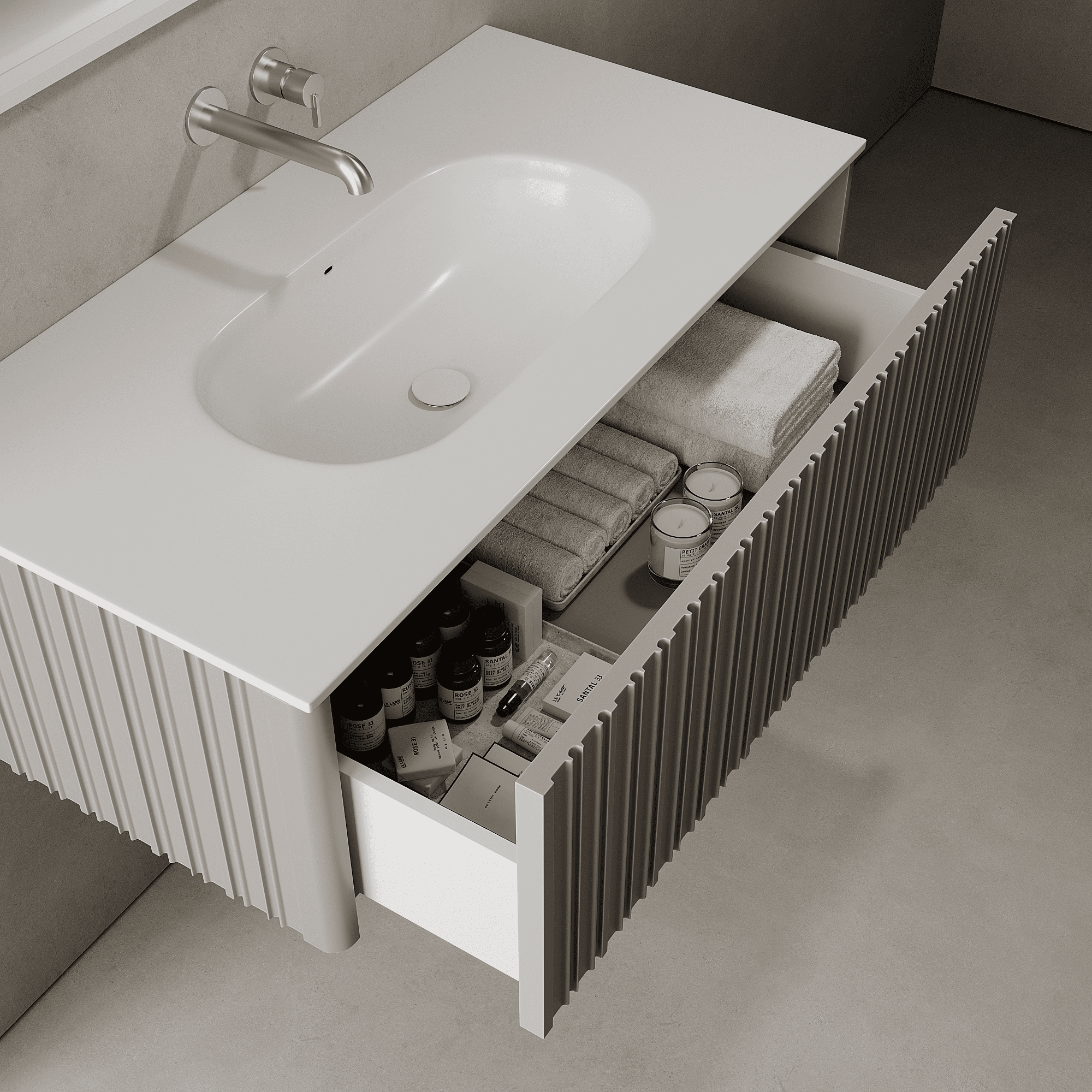 Esmont Stone Grey 1000mm Vanity Unit - Single Drawer with Single Basin