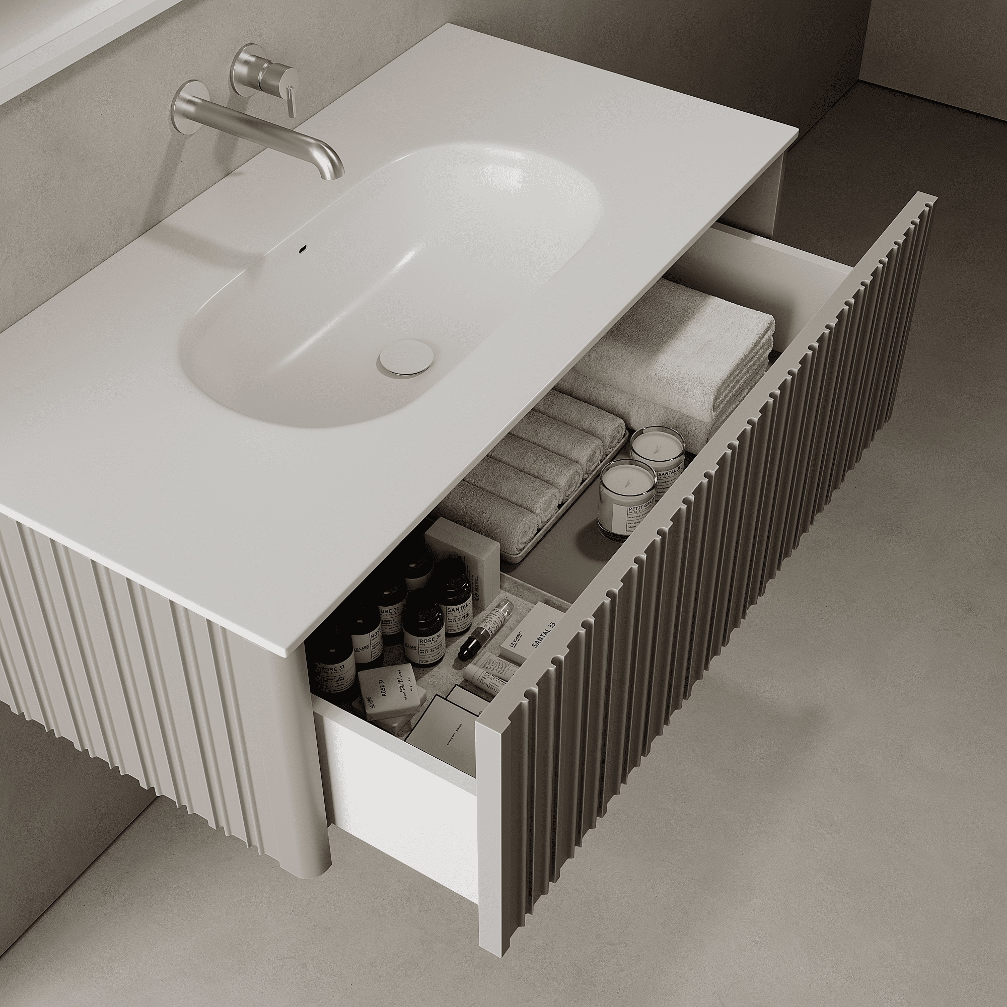 Esmont Taupe 1000mm Vanity Unit - Single Drawer with Single Basin