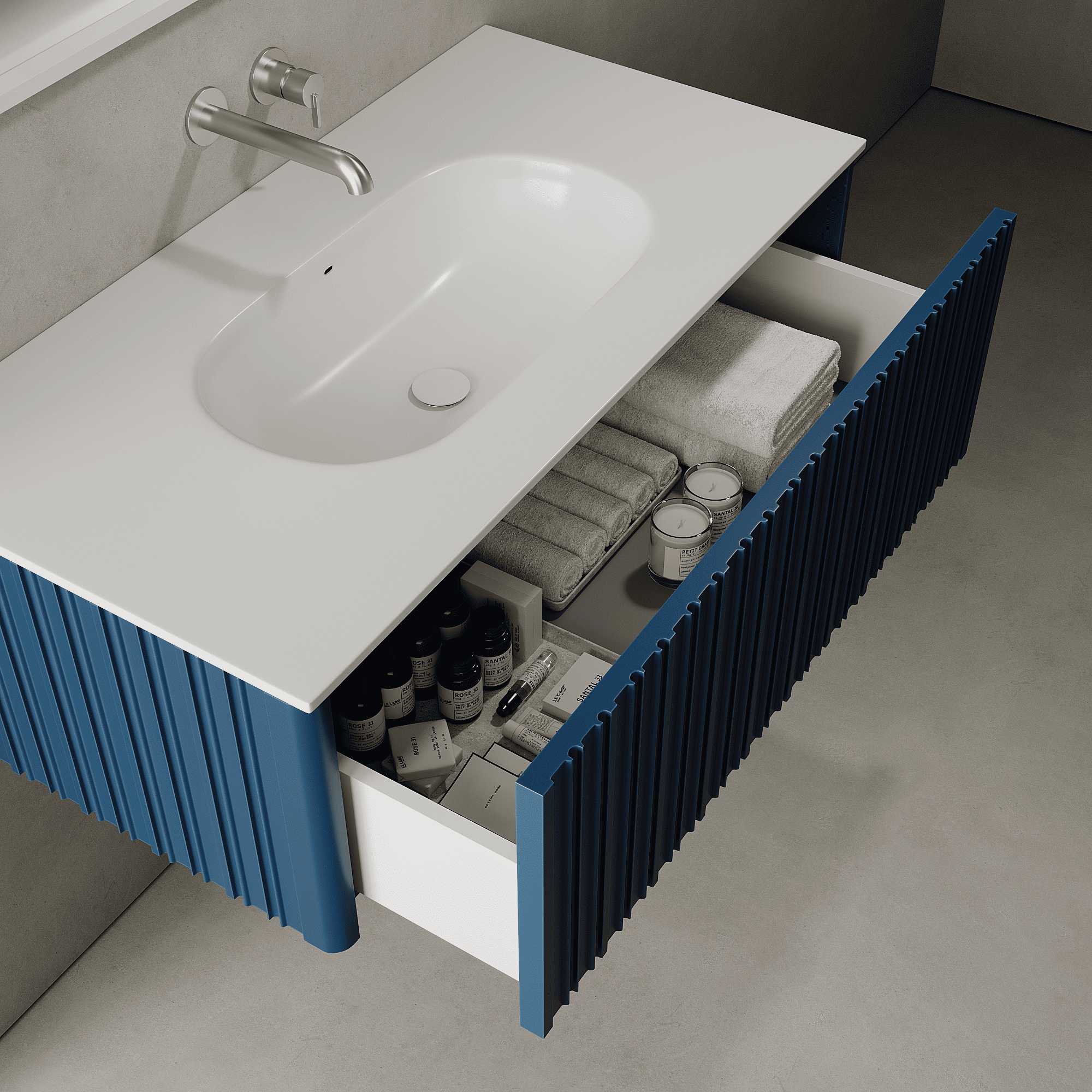 Esmont Ocean Blue 1000mm Vanity Unit - Single Drawer with Single Basin