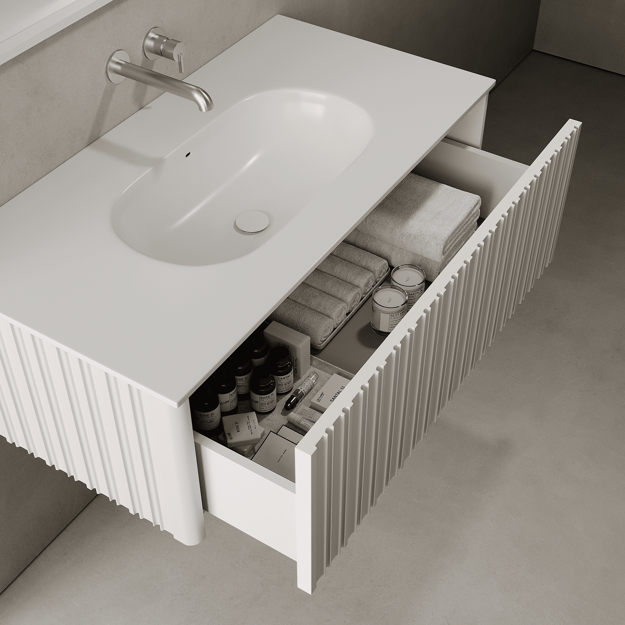 Esmont Snow White 1000mm Vanity Unit - Single Drawer with Single Basin