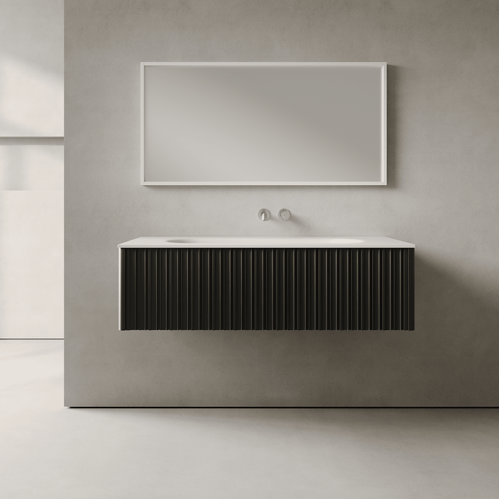Esmont Silk Black 1200mm Vanity Unit - Single Drawer with Large Single Basin