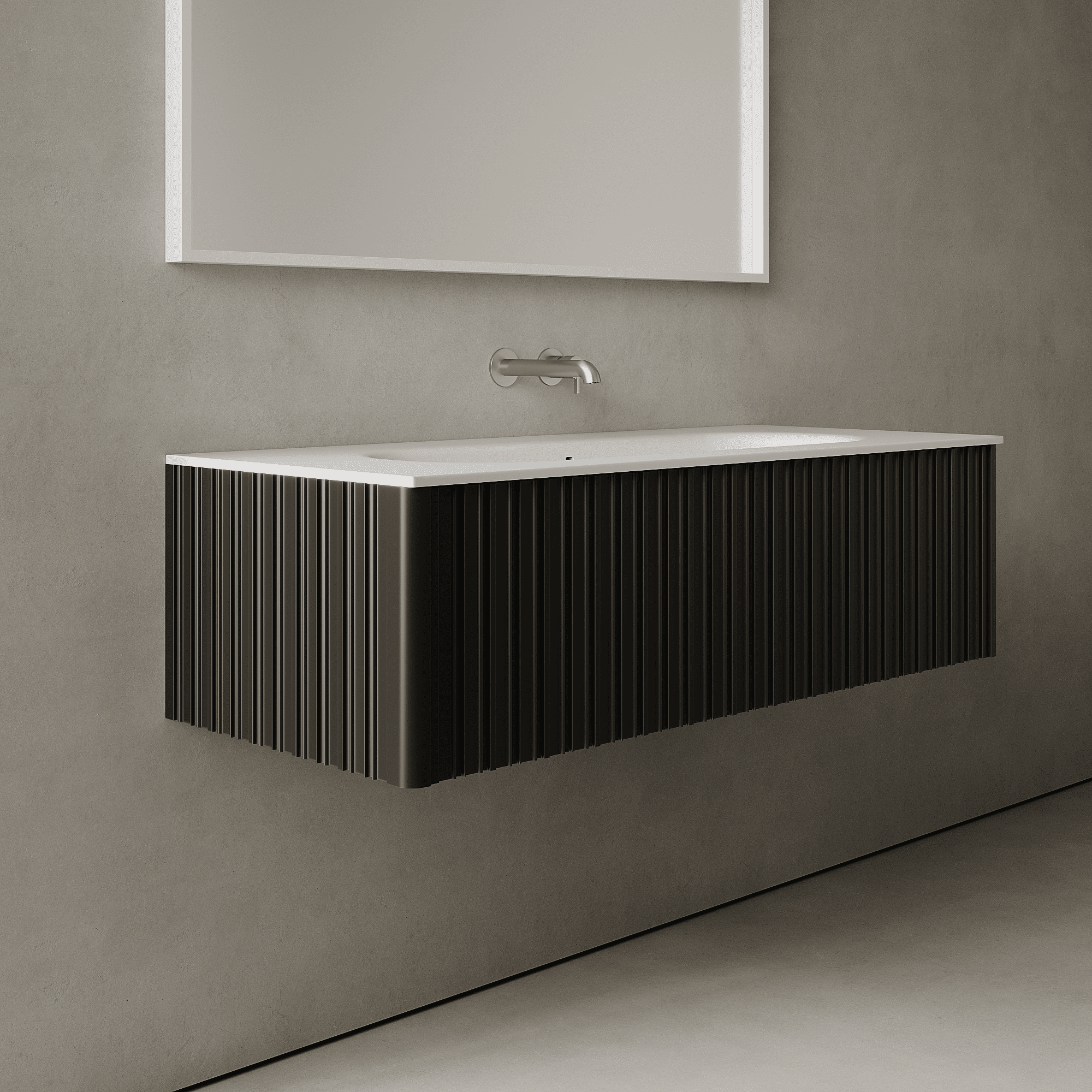 Esmont Silk Black 1200mm Vanity Unit - Single Drawer with Large Single Basin