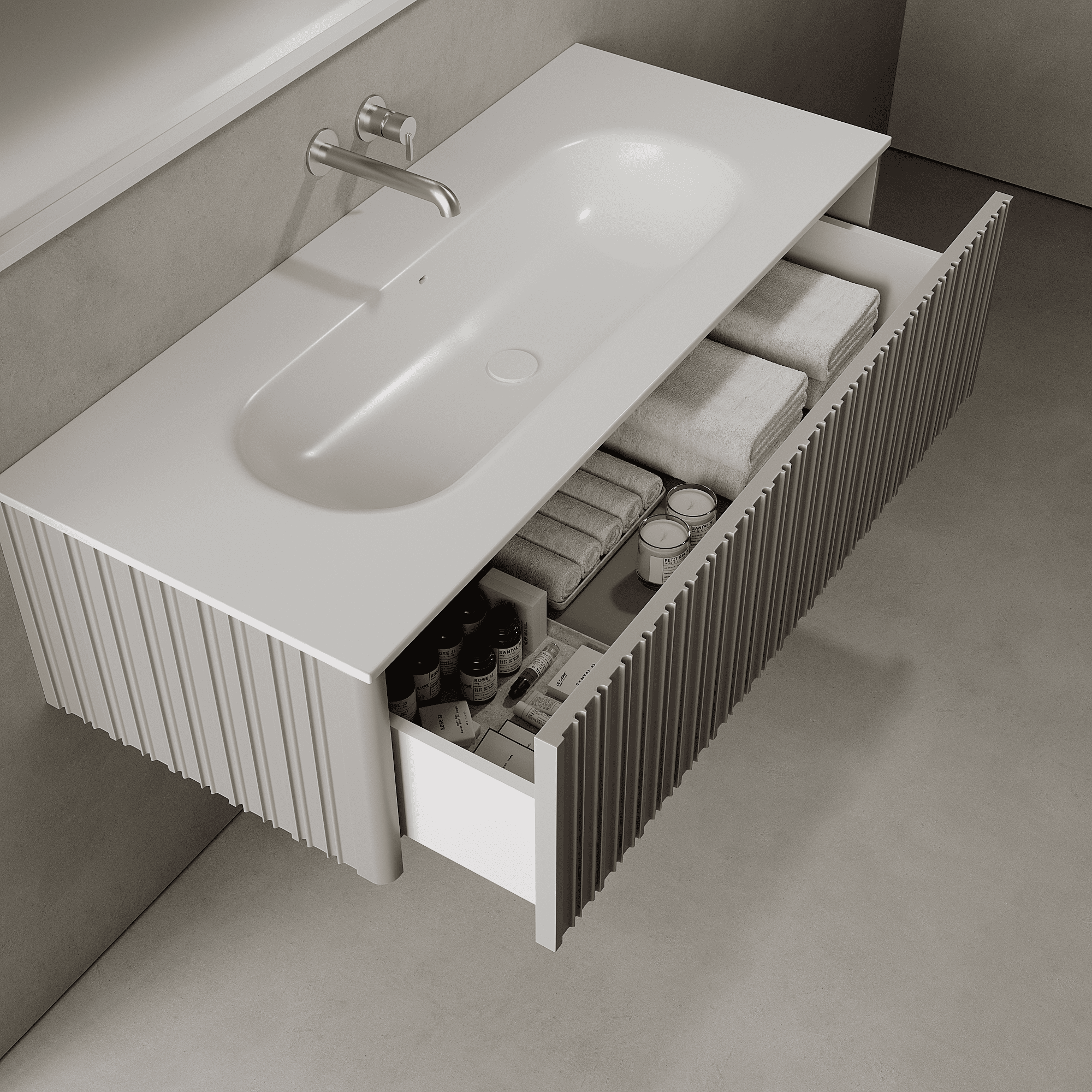 Esmont Stone Grey 1200mm Vanity Unit - Single Drawer with Large Single Basin