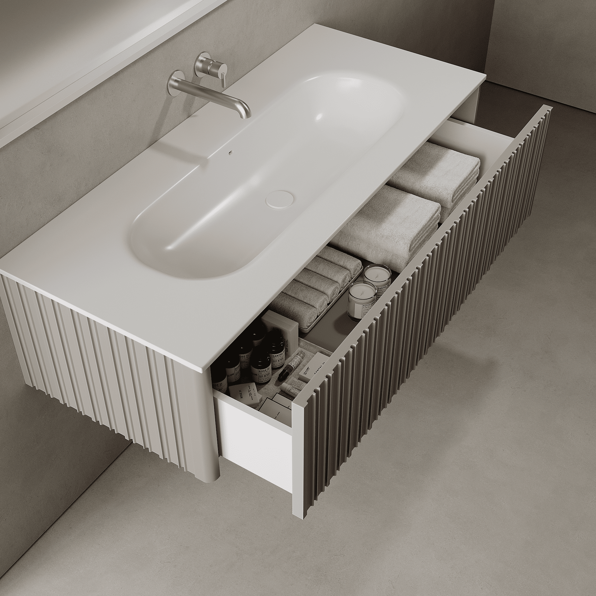 Esmont Taupe 1200mm Vanity Unit - Single Drawer with Large Single Basin