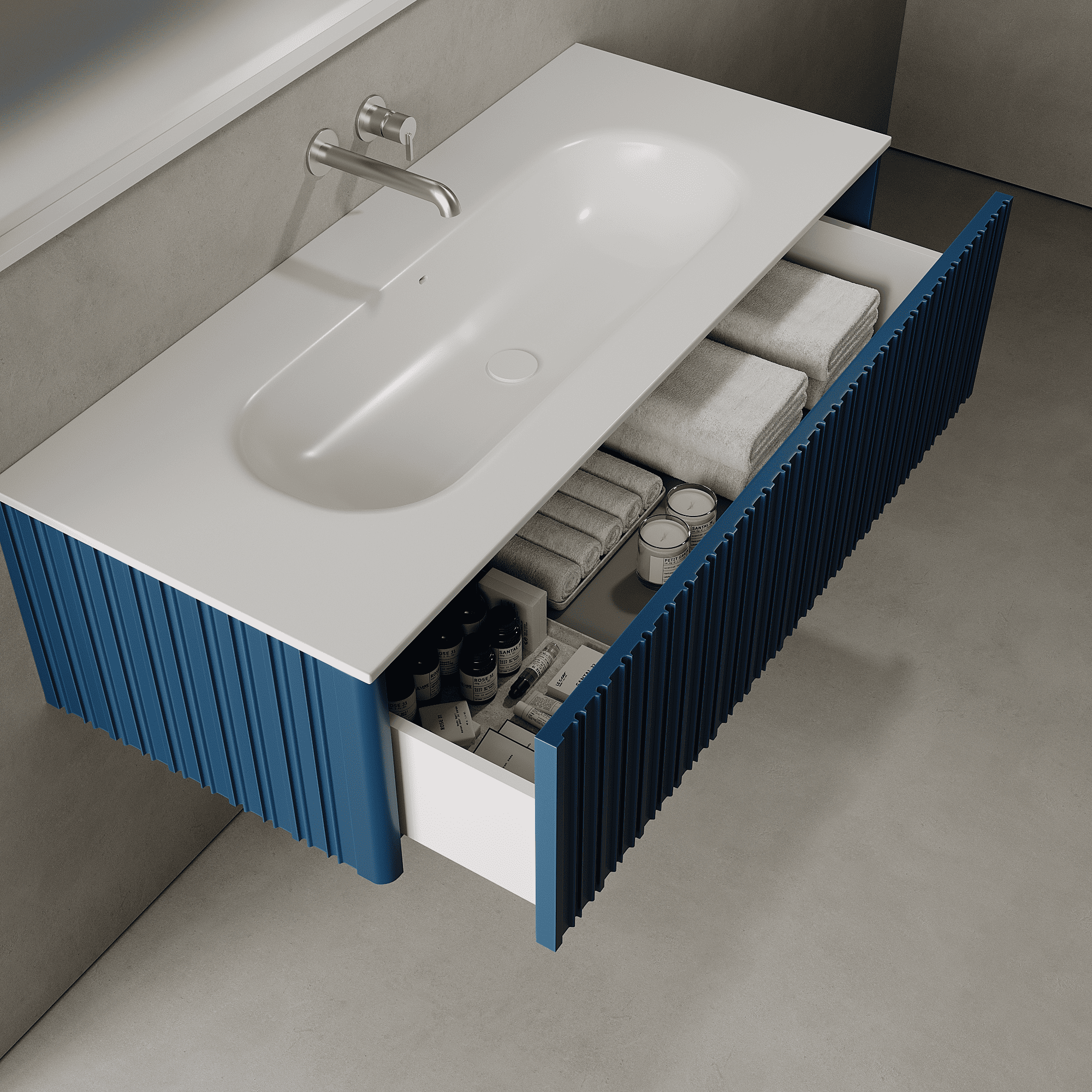 Esmont Ocean Blue 1200mm Vanity Unit - Single Drawer with Large Single Basin