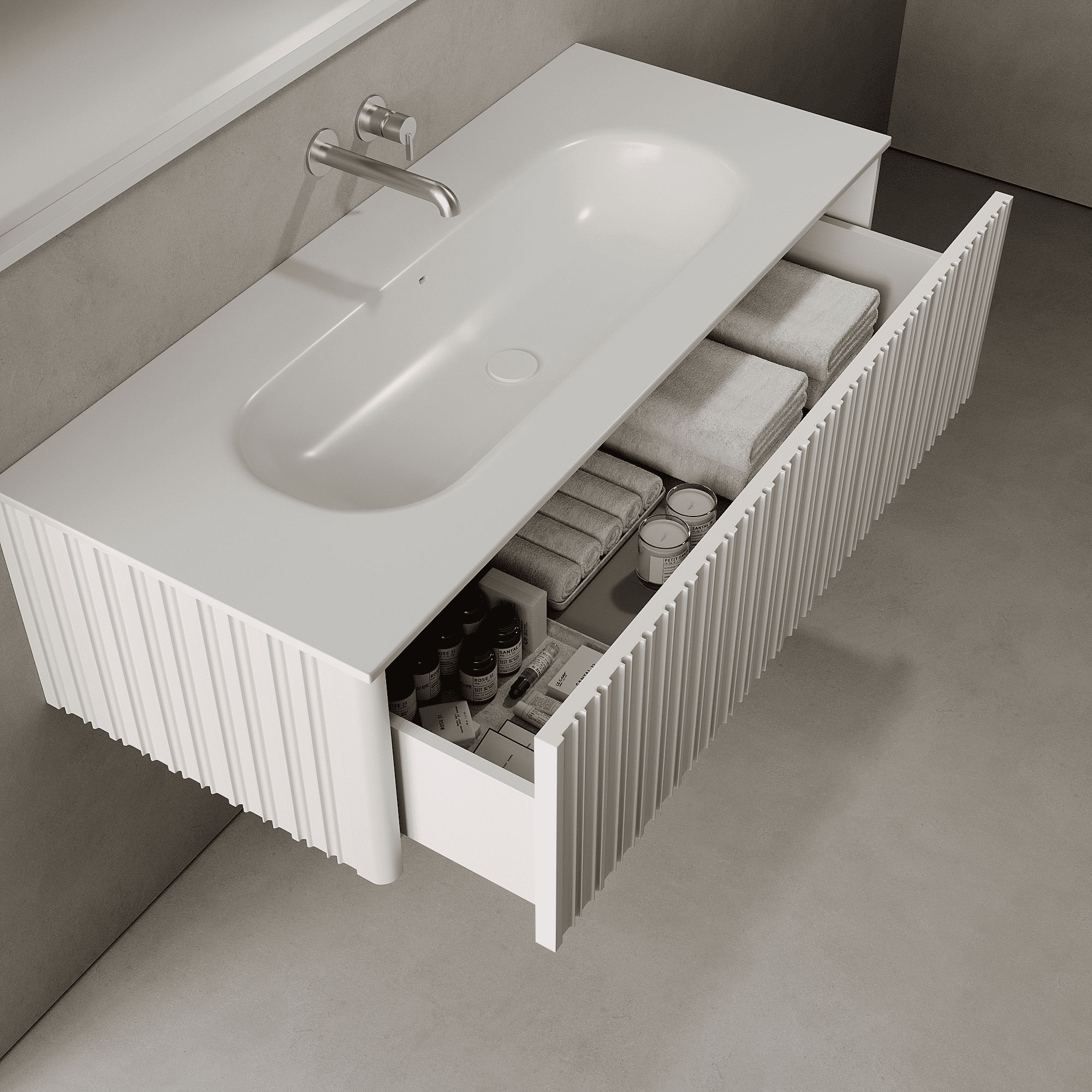 Esmont Snow White 1200mm Vanity Unit - Single Drawer with Large Single Basin