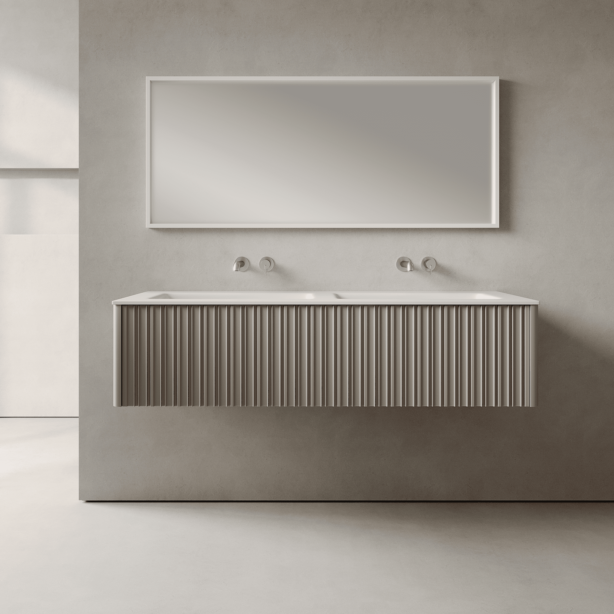Esmont Taupe 1400mm Vanity Unit - Single Drawer with Double Basin