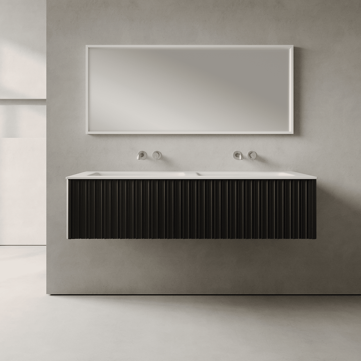 Esmont Silk Black 1400mm Vanity Unit - Single Drawer with Double Basin