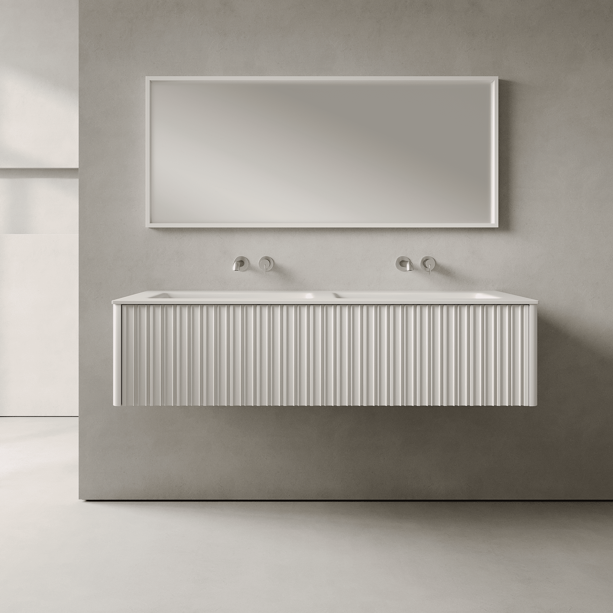 Esmont Snow White 1400mm Vanity Unit - Single Drawer with Double Basin