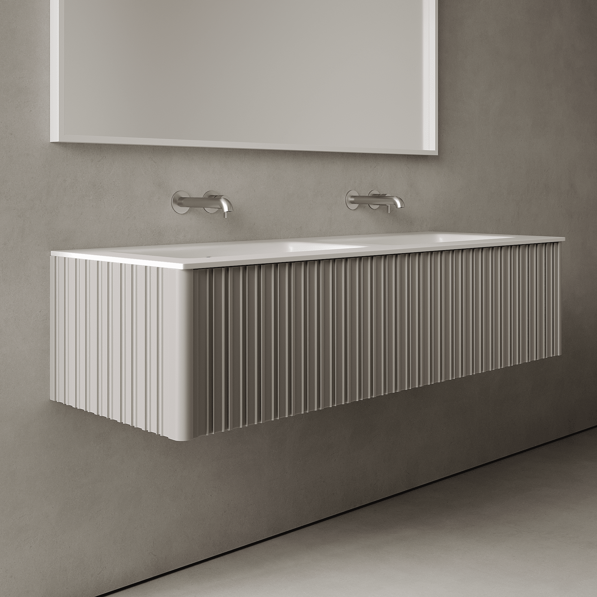 Esmont Stone Grey 1400mm Vanity Unit - Single Drawer with Double Basin