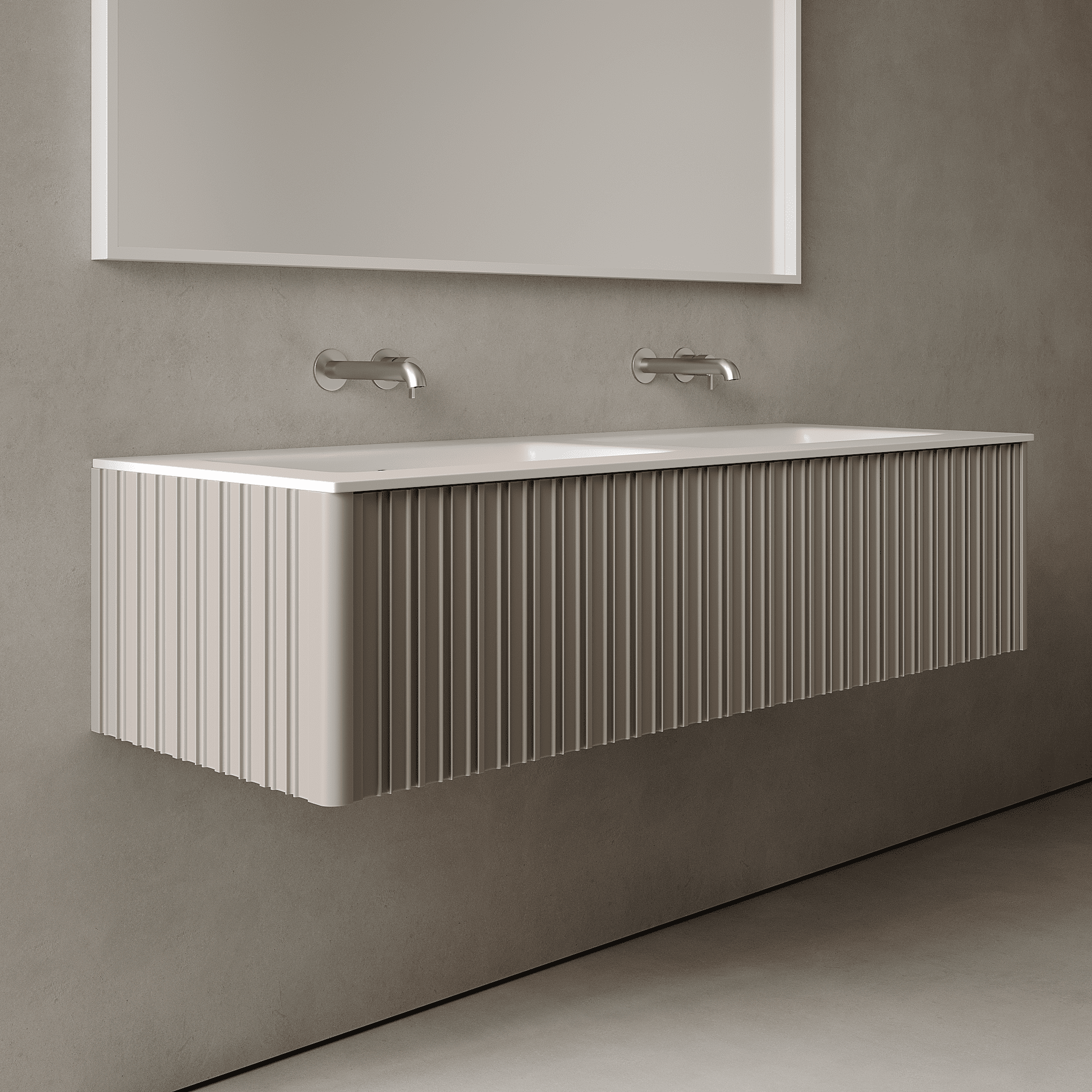Esmont Taupe 1400mm Vanity Unit - Single Drawer with Double Basin