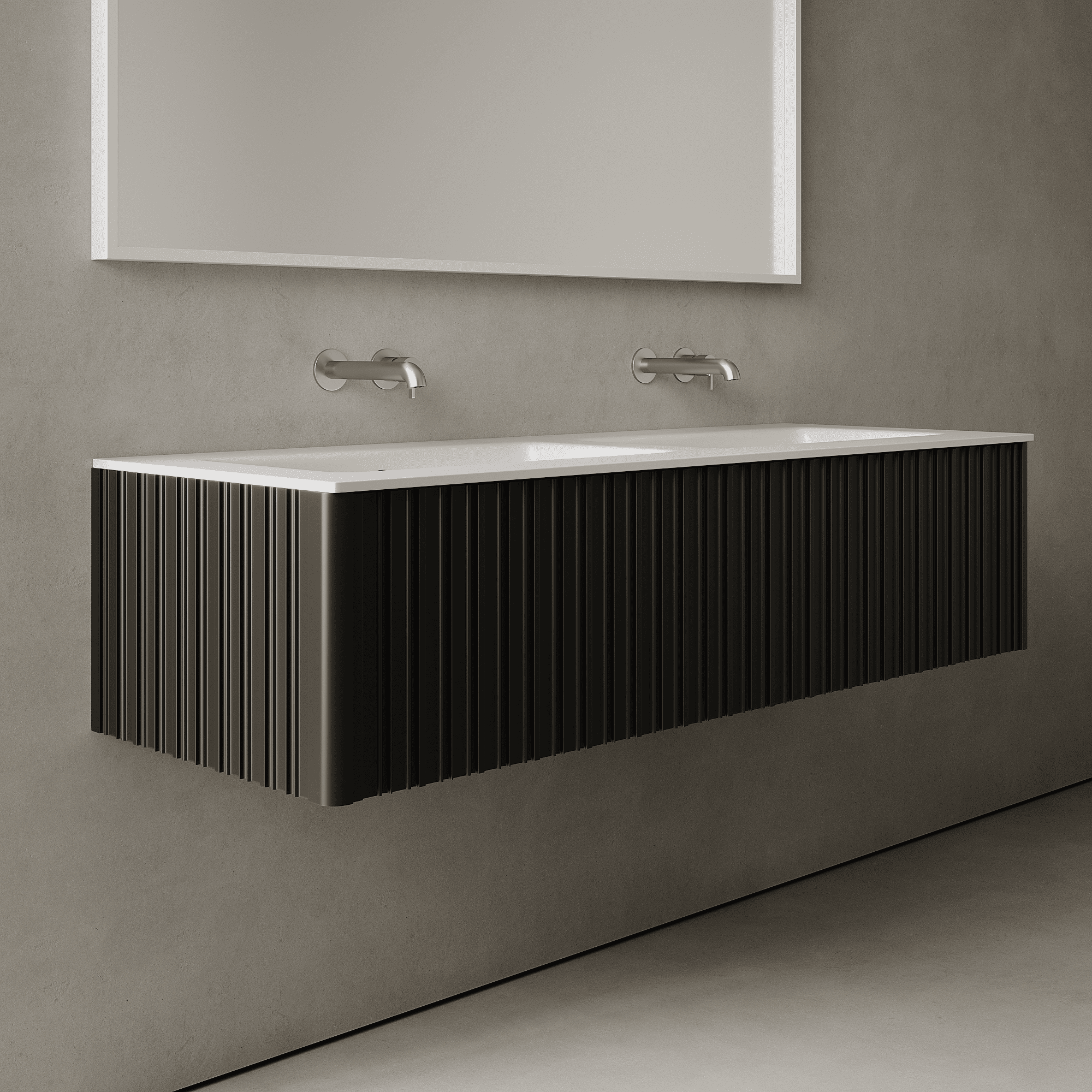 Esmont Silk Black 1400mm Vanity Unit - Single Drawer with Double Basin