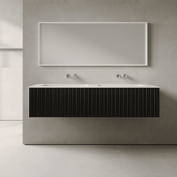 Esmont Silk Black 1500mm Vanity Unit - Single Drawer with Double Basin