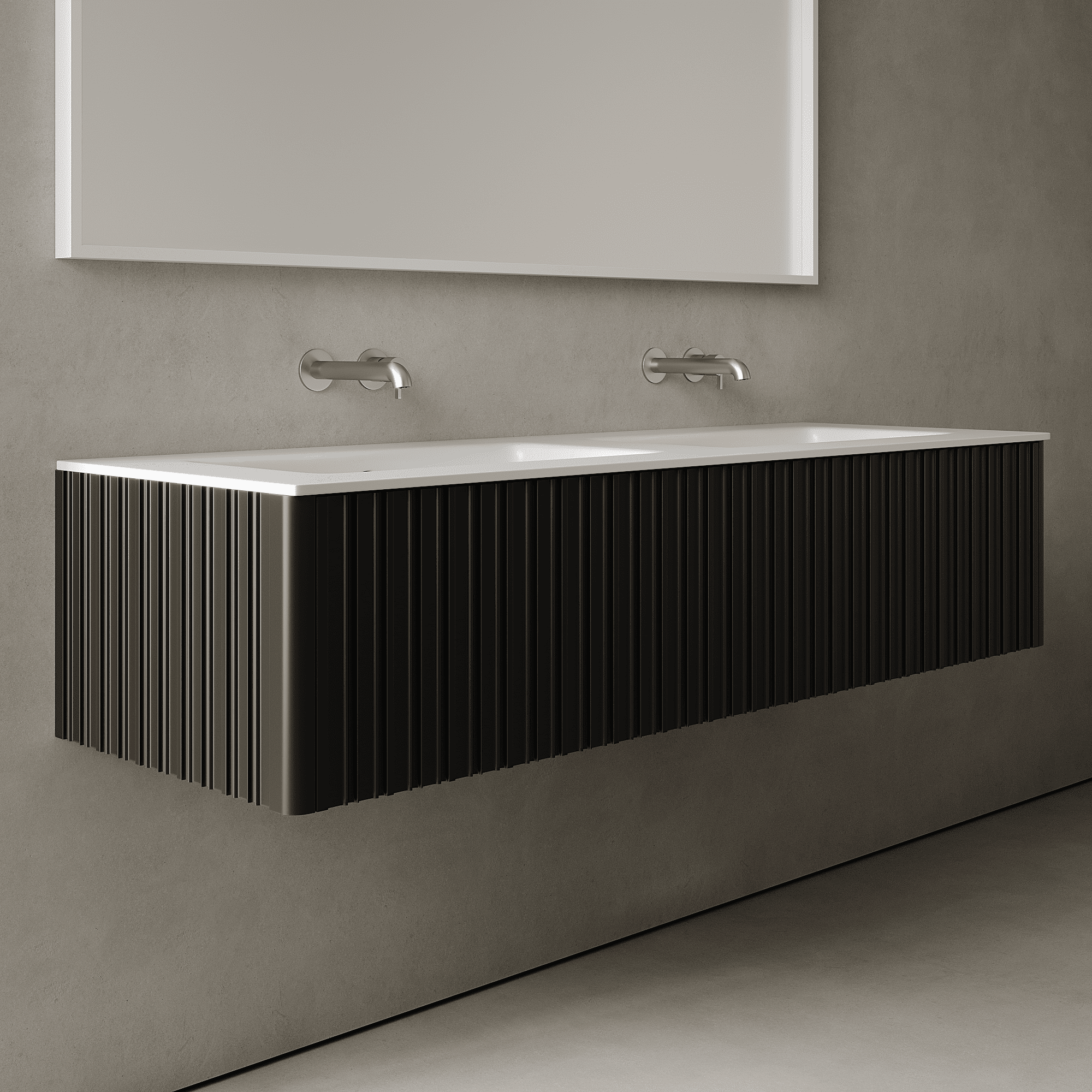 Esmont Silk Black 1500mm Vanity Unit - Single Drawer with Double Basin