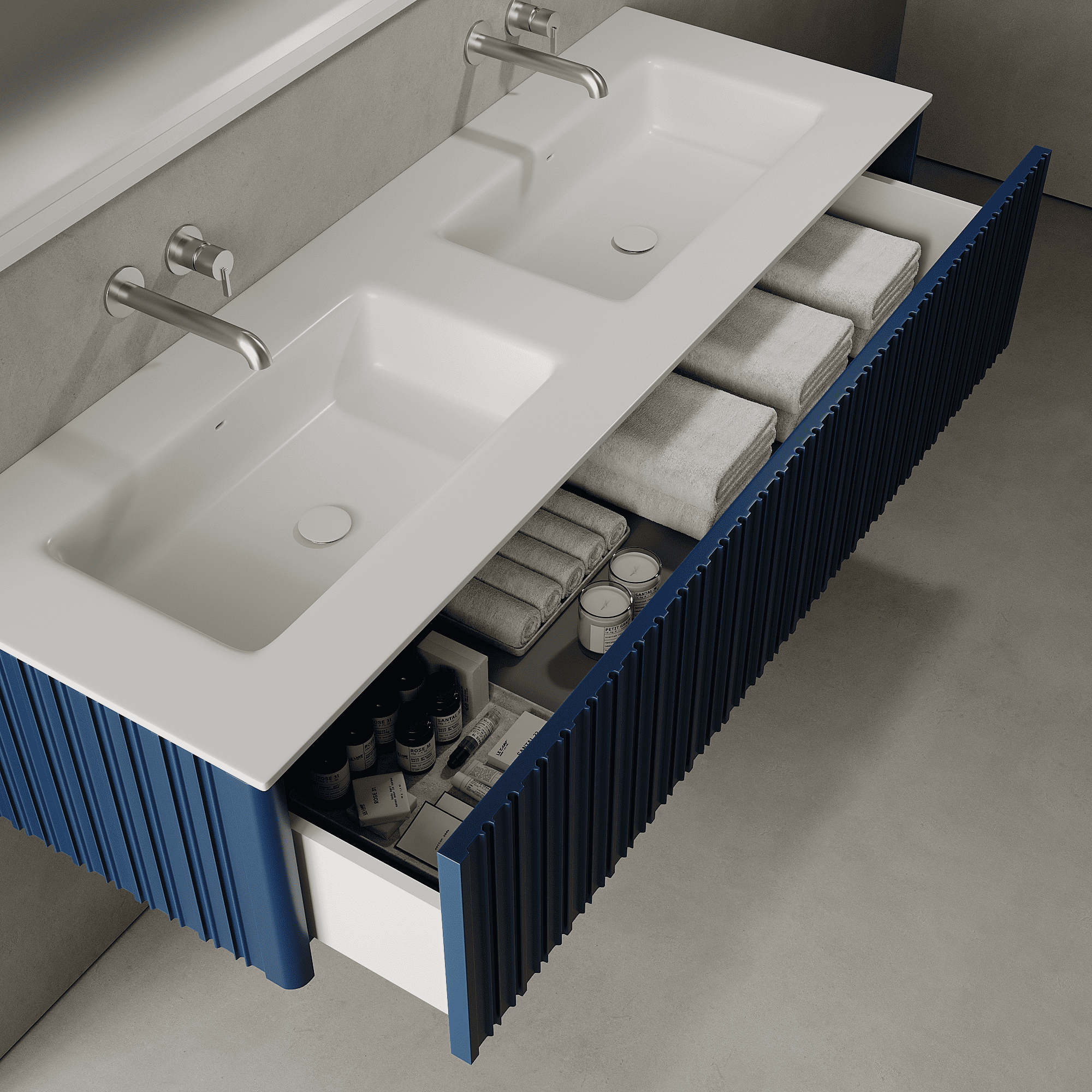 Esmont Ocean Blue 1500mm Vanity Unit - Single Drawer with Double Basin