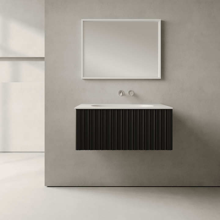 Esmont Silk Black 800mm Vanity Unit - Single Drawer with Single Basin