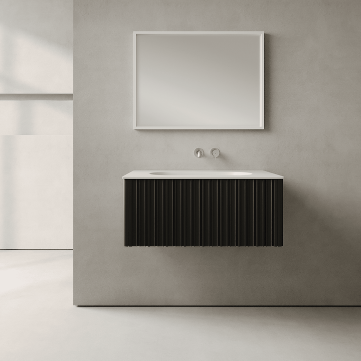 Esmont Silk Black 800mm Vanity Unit - Single Drawer with Single Basin