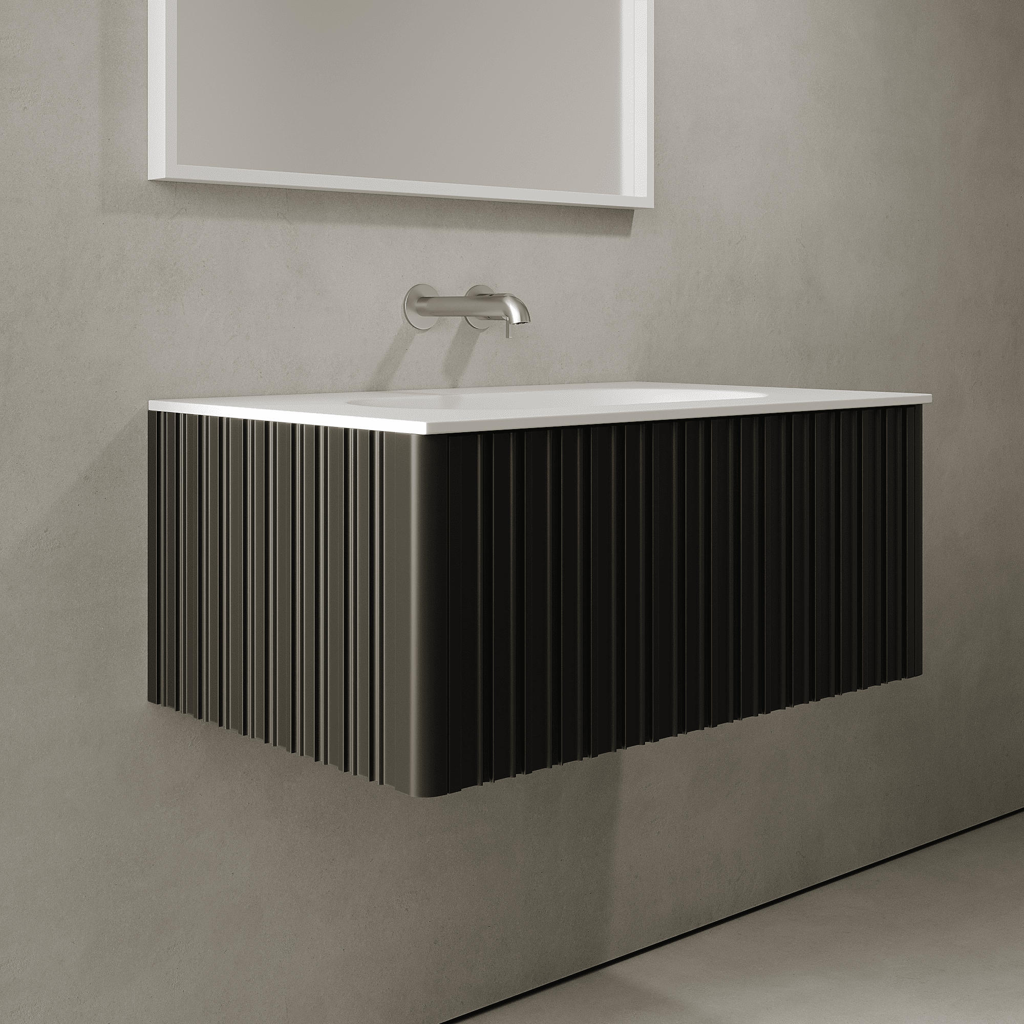 Esmont Silk Black 800mm Vanity Unit - Single Drawer with Single Basin