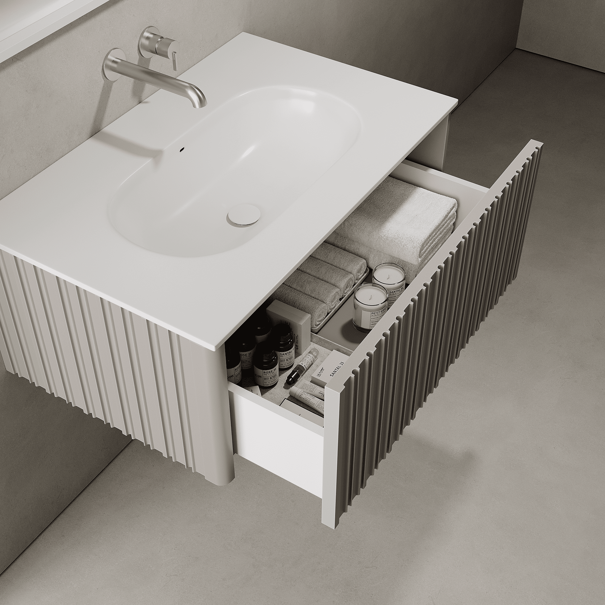 Esmont Stone Grey 800mm Vanity Unit - Single Drawer with Single Basin