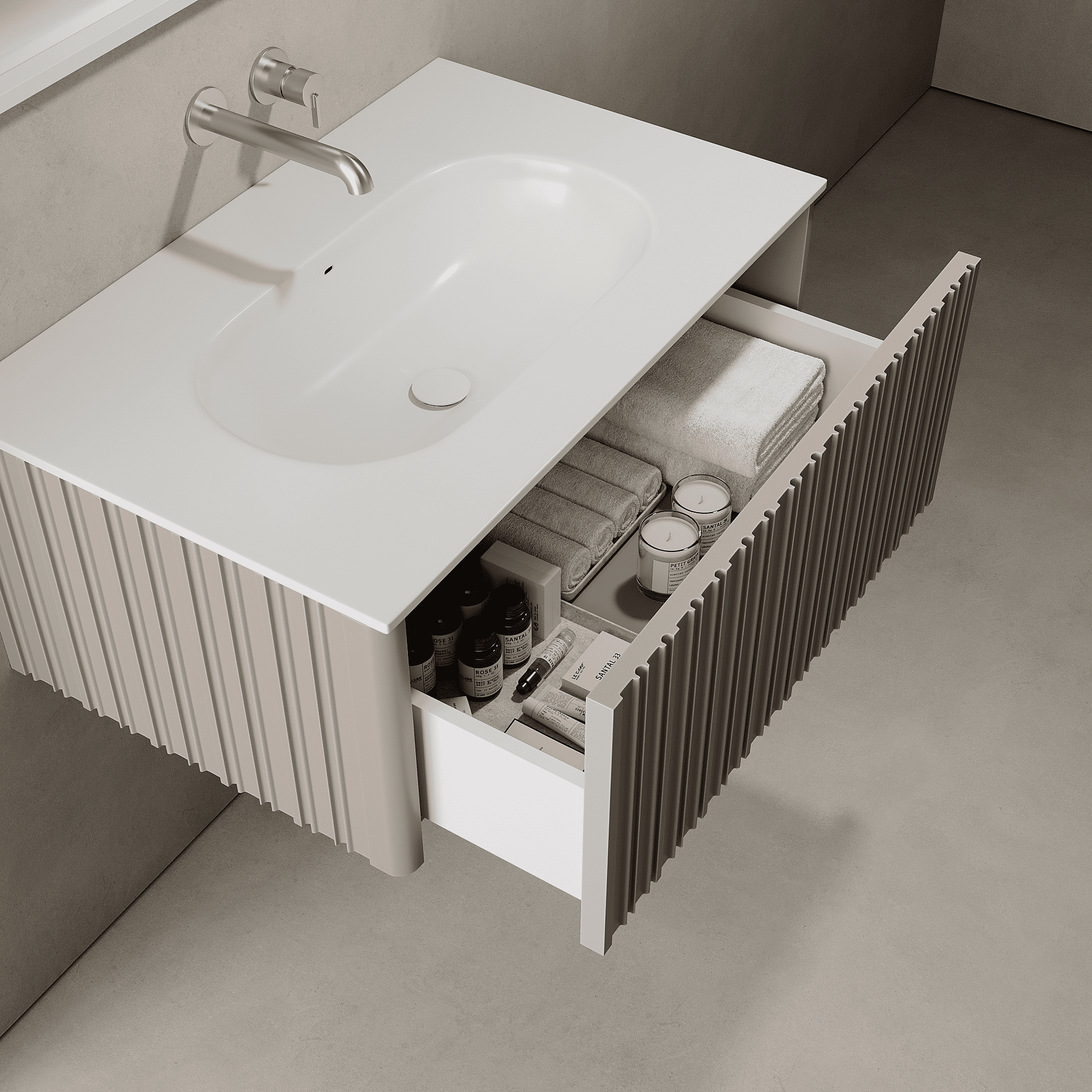 Esmont Taupe 800mm Vanity Unit - Single Drawer with Single Basin